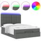 Preview: Ottoman-Bett mit Matratze & LEDs Dunkelgrau 140x190 cm Stoff