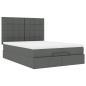Preview: Ottoman-Bett mit Matratze & LEDs Dunkelgrau 140x190 cm Stoff