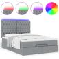 Preview: Ottoman-Bett mit Matratze & LEDs Hellgrau 140x190 cm Stoff