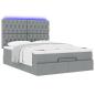Preview: Ottoman-Bett mit Matratze & LEDs Hellgrau 140x190 cm Stoff