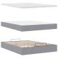 Preview: Ottoman-Bett mit Matratze & LEDs Hellgrau 140x190 cm Stoff