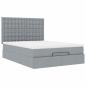 Preview: Ottoman-Bett mit Matratze & LEDs Hellgrau 140x190 cm Stoff