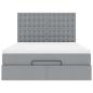 Preview: Ottoman-Bett mit Matratze & LEDs Hellgrau 140x190 cm Stoff