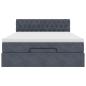 Preview: Ottoman-Bett mit Matratze & LEDs Dunkelgrau 140x190 cm Samt