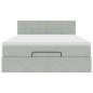 Preview: Ottoman-Bett mit Matratze & LEDs Hellgrau 140x200 cm Samt