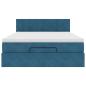Preview: Ottoman-Bett mit Matratze & LEDs Dunkelblau 140x190 cm Samt