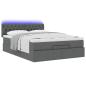 Preview: Ottoman-Bett mit Matratze & LEDs Dunkelgrau 140x190 cm Stoff