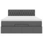 Preview: Ottoman-Bett mit Matratze & LEDs Dunkelgrau 140x190 cm Stoff