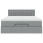 Preview: Ottoman-Bett mit Matratze & LEDs Hellgrau 140x190 cm Stoff