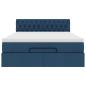 Preview: Ottoman-Bett mit Matratze & LEDs Blau 140x190 cm Stoff