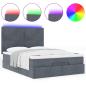 Preview: Ottoman-Bett mit Matratzen & LEDs Dunkelgrau 140x190 cm Samt