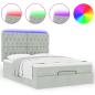 Preview: Ottoman-Bett mit Matratzen & LEDs Hellgrau 140x200 cm Samt