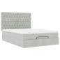 Preview: Ottoman-Bett mit Matratzen & LEDs Hellgrau 140x200 cm Samt