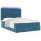 Preview: Ottoman-Bett mit Matratzen & LEDs Dunkelblau 140x190 cm Samt