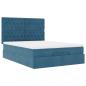 Preview: Ottoman-Bett mit Matratzen & LEDs Dunkelblau 140x190 cm Samt