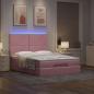 Preview: Ottoman-Bett mit Matratzen & LEDs Rosa 140x190 cm Samt