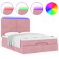 Preview: Ottoman-Bett mit Matratzen & LEDs Rosa 140x190 cm Samt