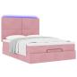 Preview: Ottoman-Bett mit Matratzen & LEDs Rosa 140x190 cm Samt