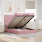 Preview: ARDEBO.de - Ottoman-Bett mit Matratzen & LEDs Rosa 140x190 cm Samt