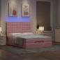 Preview: Ottoman-Bett mit Matratzen & LEDs Rosa 140x190 cm Samt