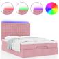 Preview: Ottoman-Bett mit Matratzen & LEDs Rosa 140x190 cm Samt