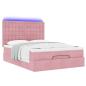 Preview: Ottoman-Bett mit Matratzen & LEDs Rosa 140x190 cm Samt