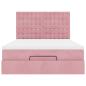 Preview: Ottoman-Bett mit Matratzen & LEDs Rosa 140x190 cm Samt