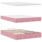 Preview: Ottoman-Bett mit Matratzen & LEDs Rosa 140x190 cm Samt