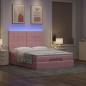 Preview: Ottoman-Bett mit Matratzen & LEDs Rosa 140x190 cm Samt