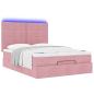 Preview: Ottoman-Bett mit Matratzen & LEDs Rosa 140x190 cm Samt