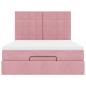 Preview: Ottoman-Bett mit Matratzen & LEDs Rosa 140x190 cm Samt