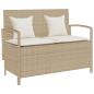 Preview: ARDEBO.de - Gartenbank mit Stauraum und Kissen Beige Poly Rattan