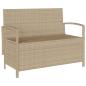 Preview: Gartenbank mit Stauraum und Kissen Beige Poly Rattan