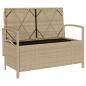 Preview: Gartenbank mit Stauraum und Kissen Beige Poly Rattan