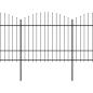 Preview: Gartenzaun mit Speerspitzen Stahl (1,5 - 1,75) x 5,1 m Schwarz