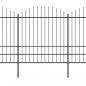 Preview: Gartenzaun mit Speerspitzen Stahl (1,75 - 2) x 13,6 m Schwarz