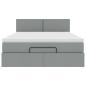 Preview: Ottoman-Bett mit Matratze Hellgrau 140x190 cm Stoff