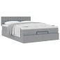 Preview: Ottoman-Bett mit Matratze Hellgrau 140x190 cm Stoff