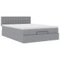 Preview: Ottoman-Bett mit Matratze Hellgrau 140x190 cm Stoff