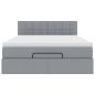 Preview: Ottoman-Bett mit Matratze Hellgrau 140x190 cm Stoff