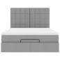 Preview: Ottoman-Bett mit Matratze Hellgrau 140x190 cm Stoff