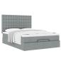 Preview: Ottoman-Bett mit Matratze Hellgrau 140x190 cm Stoff