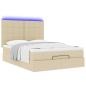 Preview: Ottoman-Bett mit Matratze & LEDs Creme 140x190 cm Stoff