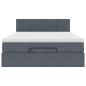 Preview: Ottoman-Bett mit Matratze & LEDs Dunkelgrau 140x190 cm Samt