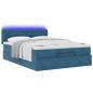 Preview: Ottoman-Bett mit Matratze & LEDs Dunkelblau 140x190 cm Samt