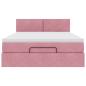Preview: Ottoman-Bett mit Matratze Rosa 140x190 cm Samt
