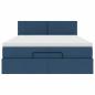 Preview: Ottoman-Bett mit Matratze & LEDs Blau 140x190 cm Stoff