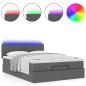 Preview: Ottoman-Bett mit Matratze & LEDs Dunkelgrau 140x190 cm Stoff