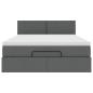 Preview: Ottoman-Bett mit Matratze & LEDs Dunkelgrau 140x190 cm Stoff