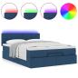Preview: Ottoman-Bett mit Matratze & LEDs Blau 140x190 cm Stoff
